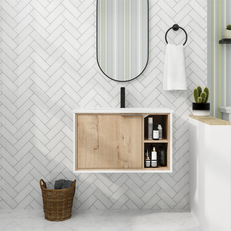 Demaj 30'' Single Bathroom Vanity with Ceramic Top