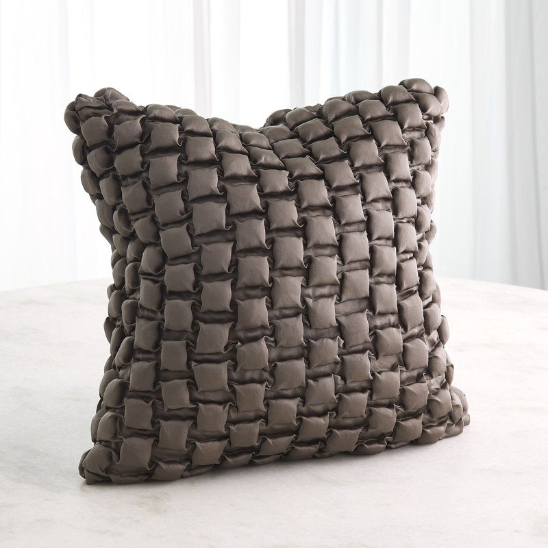 Square Ruche Pillow-Grey, Gray