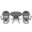 Table ronde et 2 chaises pivotantes de 39,37 po, aluminium coulé, noir, résistant aux intempéries, siège confortable Aluminium toutes saisons: 3 avec table, espace confortable