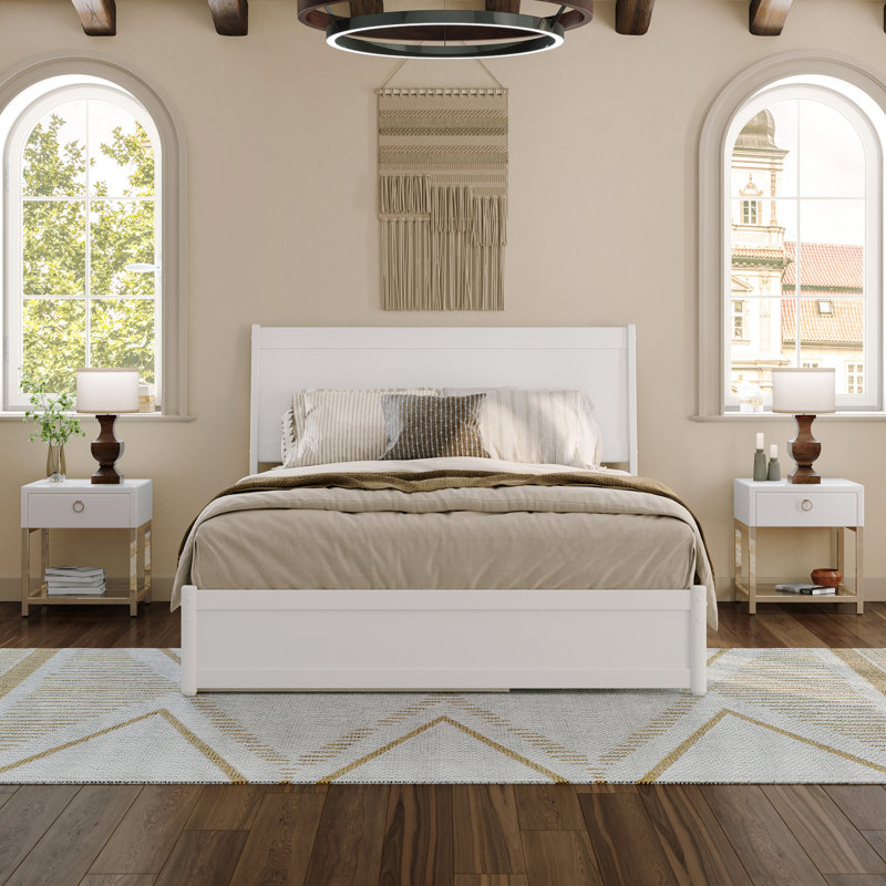 Lit gigogne en bois massif Avdesh, Grand, Blanc