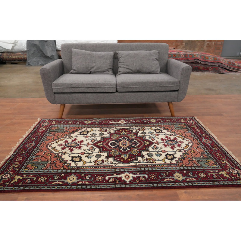 Tapis oriental géométrique traditionnel 4 x 6