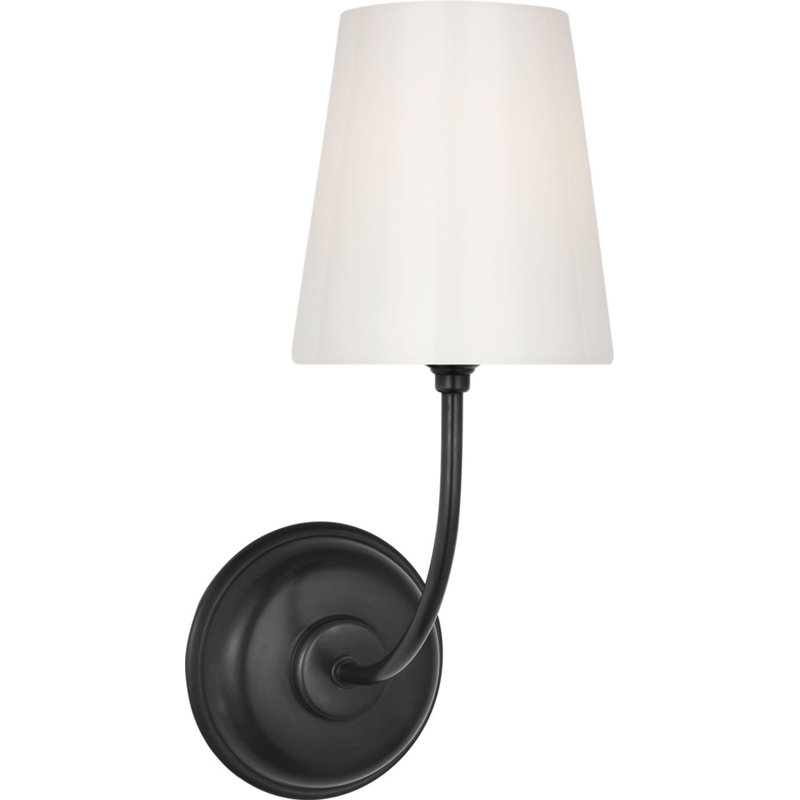 Vendome Single Sconce with White Glass, Bronze