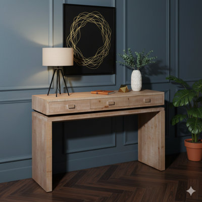 Console rustique en bois avec trois tiroirs, table d'entrée de 47 pouces avec rangement, console en bois pour hall d'entrée, vestibule, vestibule, couloir ou bureau