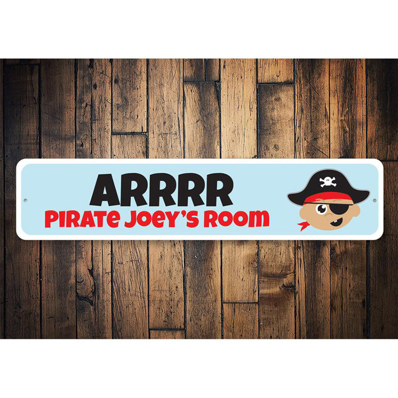 Plaque en aluminium Kids Pirate, H 6 po x l 24 po x P 0,06 po