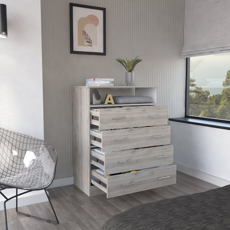 Amy-Lei 33'' W 4 - Drawer Dresser, Light Gray