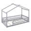 Structure de lit simple en bois avec clôture, pour enfants, adolescents, gris-150929170-150929175