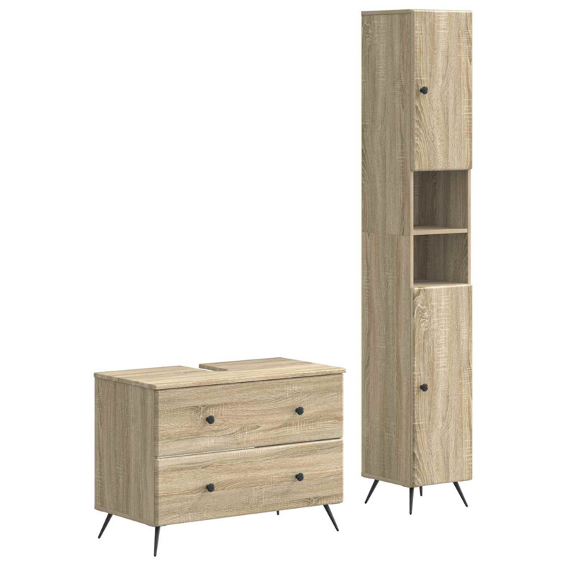 Bathroom Storage Furniture Set, Sonoma Oak