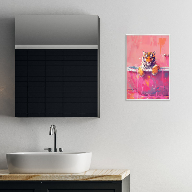 «Bright Bathing Tiger» sur plaque murale, design par LSR Design Studio, H 19 po x l 13 po