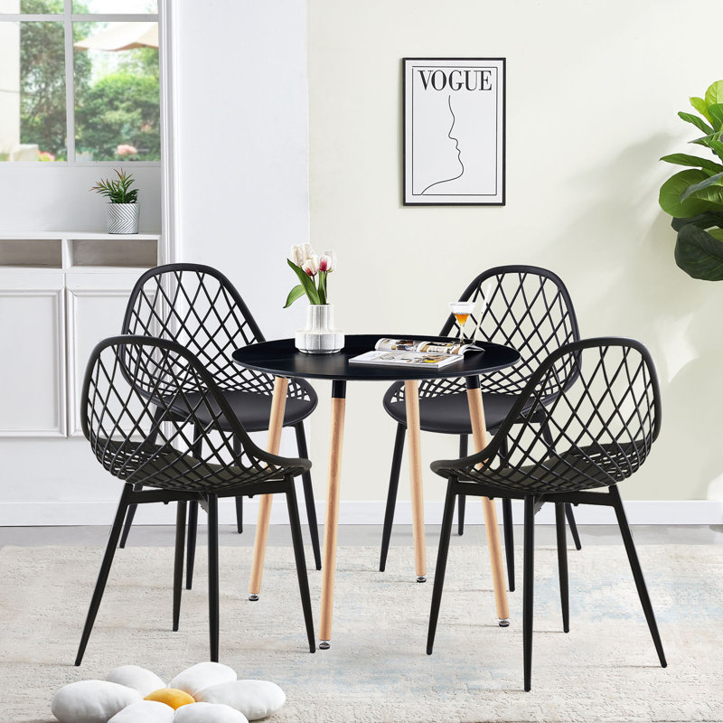 Emila 4 - Person Dining Set, Black, Black