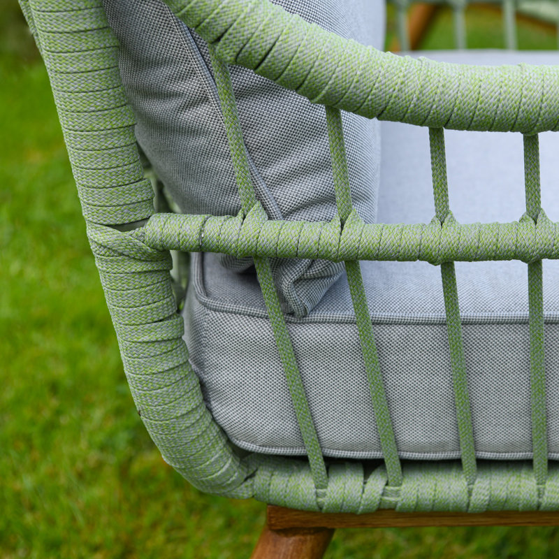 Ranjit 4 Person Aluminium Sofa Set Sage Green with Grey Cushions