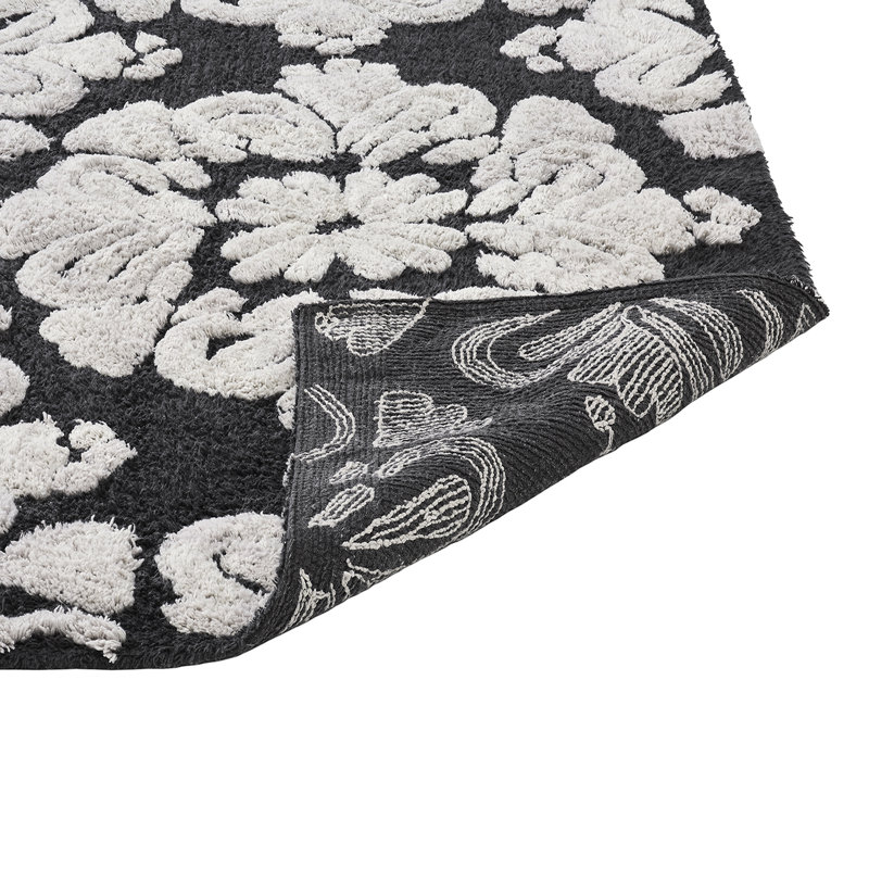 Danitra 100% Cotton 1885 GSM Bath Rug with Non-Slip Latex Backing, Soft Absorbent Machine Washable Bathroom Mat, Medallion Design, 20" x 60" Runner, Charcoal