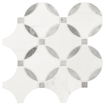 Calabria Frost Camira 10 in. x 10 in. Polished Marble Mosaic Floor and Wall Tile