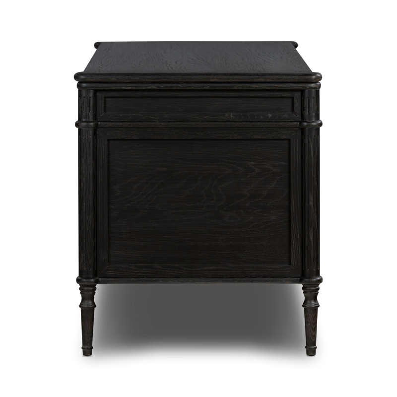 Toulouse Executive Desk, Distressed Black Oak
