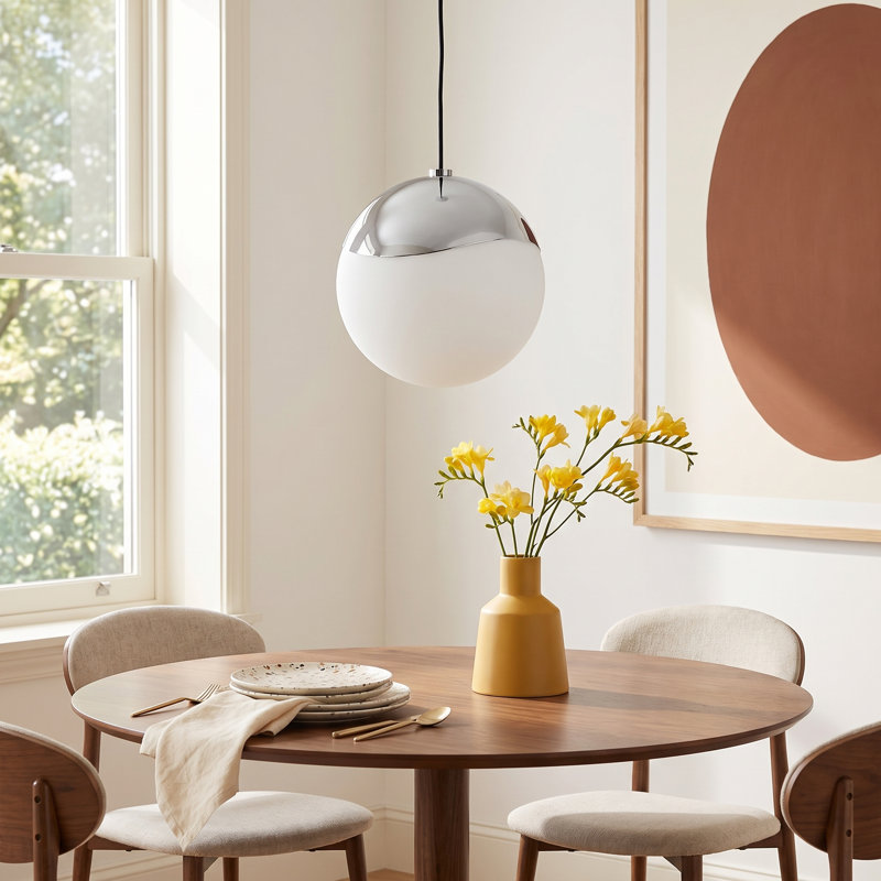 Taza 1 - Light Single Pendant, Polished Nickel, 8" H x 7.5" W x 7.5" D