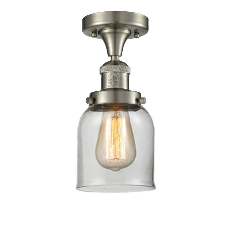 Norberto Glass Semi Flush Mount, Brushed Satin Nickel, Clear