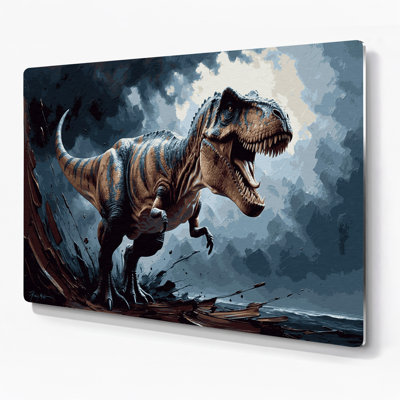 Dinosaur Tyrannosaurus Rex Gray Metal Wall Art