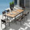 Heck Rectangular Outdoor Dining Set with Extension Teak Tabletop