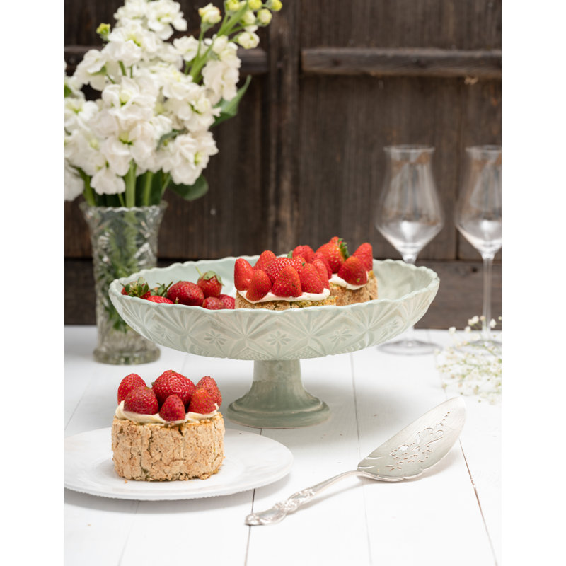 Vintage Inspired Ceramic Ceramic Cake Stand, Sage