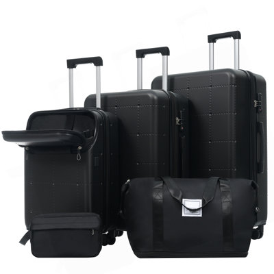 Ensemble de bagages 5 pièces avec sacs Hardside, bagage à main semi-ouvert 20 po avec port USB, bagage extensible 24 po 28 po avec roulettes doubles verrou TSA