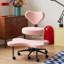 Chaise de bureau ergonomique pivotante à pieds croisés Olamide, chaise de bureau rose à hauteur réglable-219098960-208492785