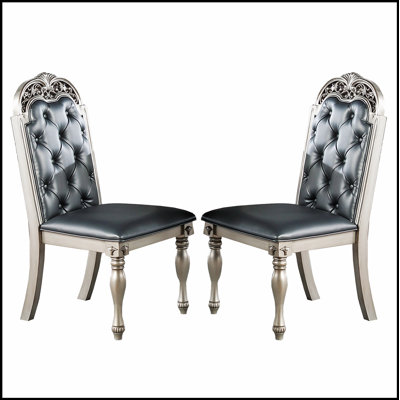 Ensemble de 2 chaises de salle à manger rembourrées en polyuréthane de conception ergonomique et de fabrication robuste pour un confort et un style modernes
