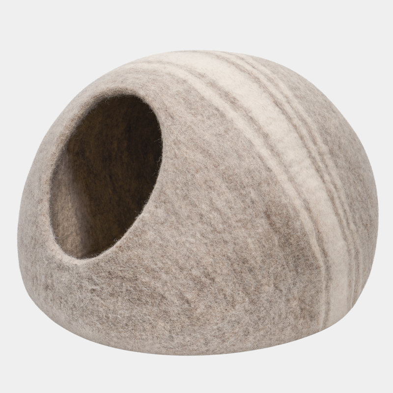  MODWOOL 16" Handmade Wool Nest Pet Bed Cat Cave (Warm Neutral), Brown