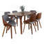 Ensemble de salle à manger moderne Mid-Century Folia Fabrizzi en bois de noyer et tissu gris par Lumisource - 7 pièces