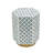 15x13x18.5" Hexagonal Accent Table with Blue Capiz Design and Gold Base