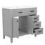 Meuble-lavabo 36 po, lavabo autoportant en bois massif et encastré gris, tiroirs décoratifs pour la maison-1413726557