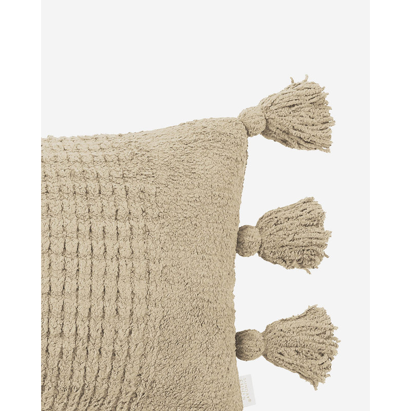 Braided Pom Lumbar Pillow Cover & Insert, Sahara Tan
