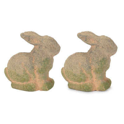 Lapin de jardin en terre cuite (ensemble de 2)