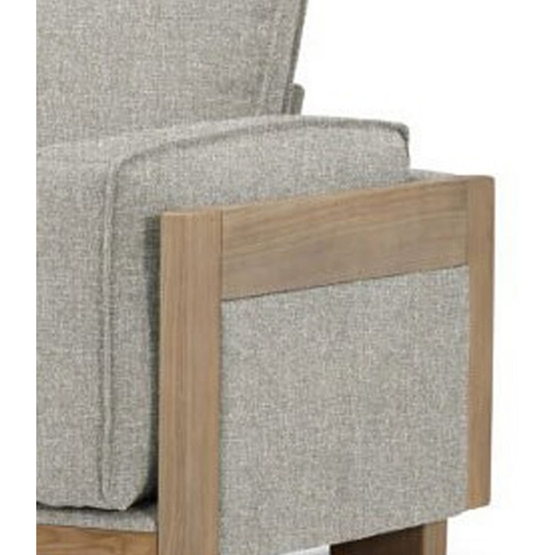 Fauteuil d'appoint Denu, dossiers coussinés, accoudoirs fins, gris clair moelleux