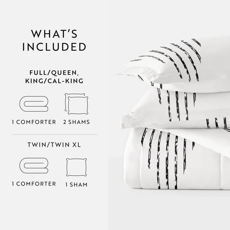 Comforter Set Patterned Microfiber All Season Down-Alternative Ultra Soft Bedding in Diamond Stripe