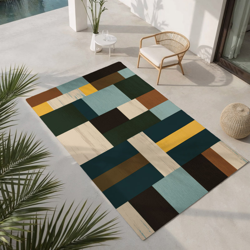 Pixel Pattern Plains Indoor And Outdoor Area Rug, Rectangle 1'6" x 2'6"
