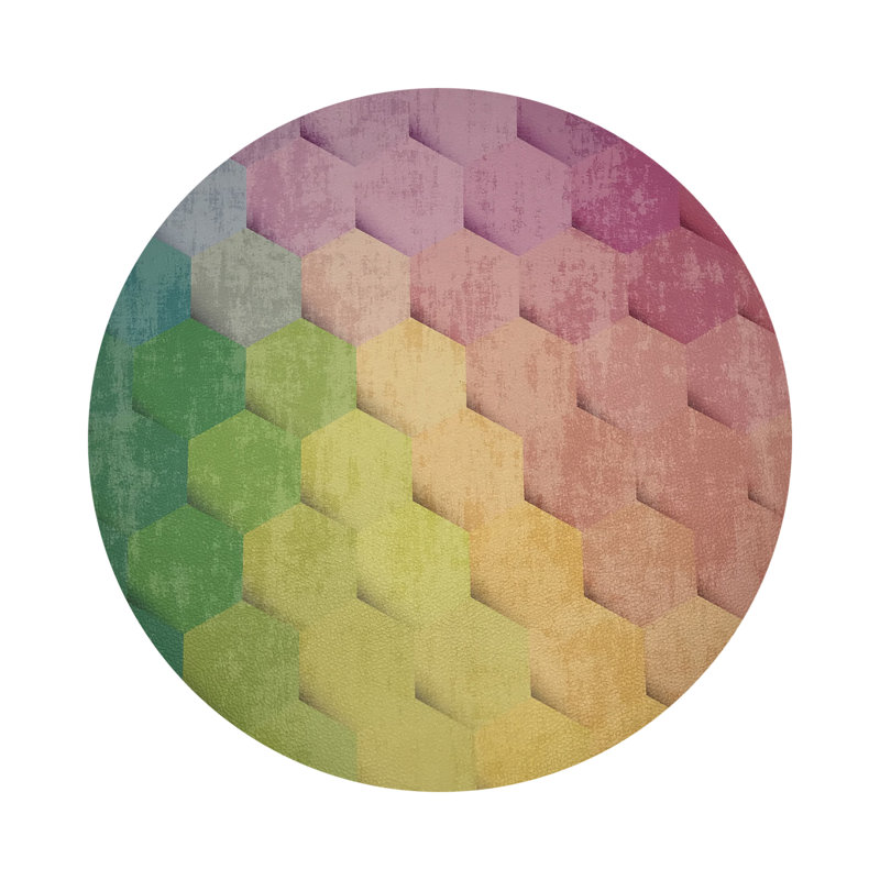 Hex Pebble 16" Vinyl Placemat, Yellow/Green/Purple