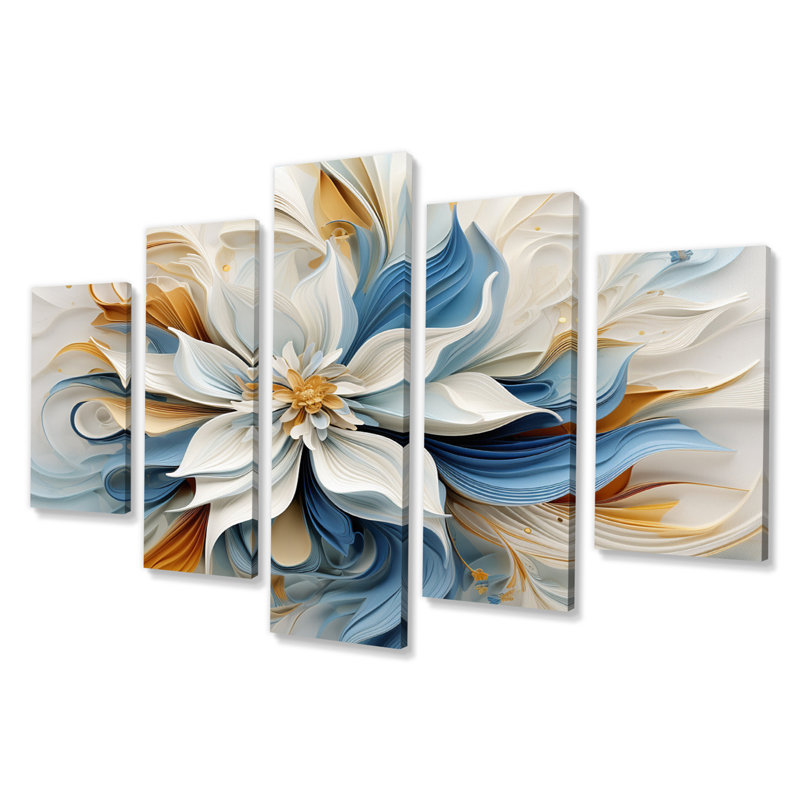 Halvorsen - Fleurs, art mural, salon - 5 panneaux