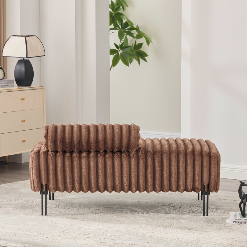 49.6" W Upholstered Bench, Brown