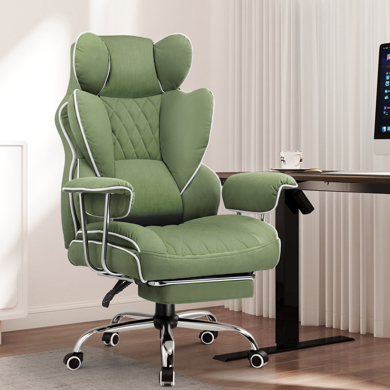Inbox Zero Adjustable Reclining Ergonomic Faux Leather Swiveling PC & Racing Game Chair, Brown