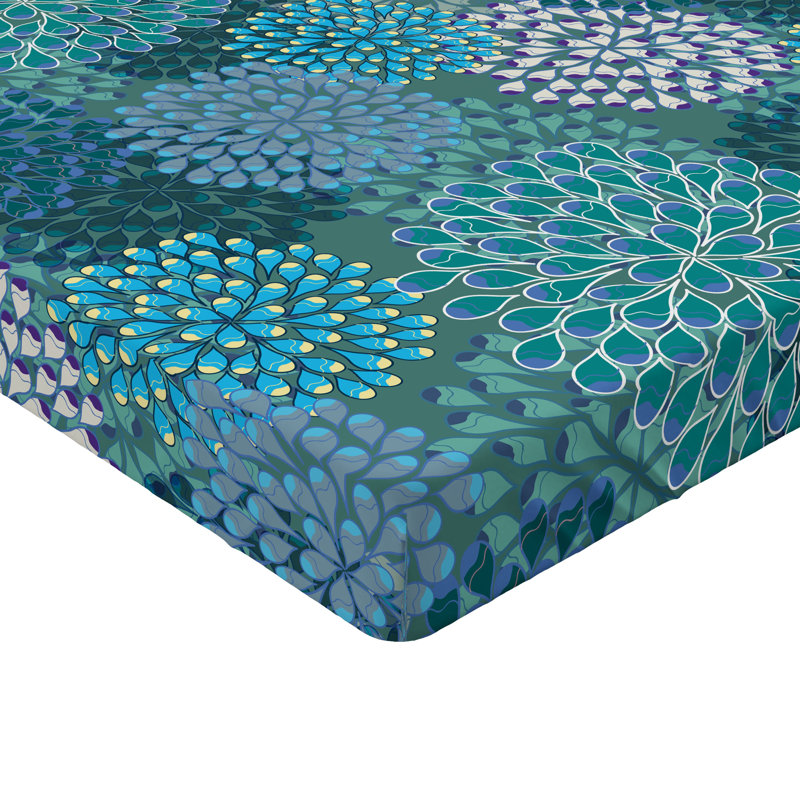 Drap-housse orange Ambesonne, Bleu pétrole / floral bleu sarcelle, Drap-housse pour lit simple TG