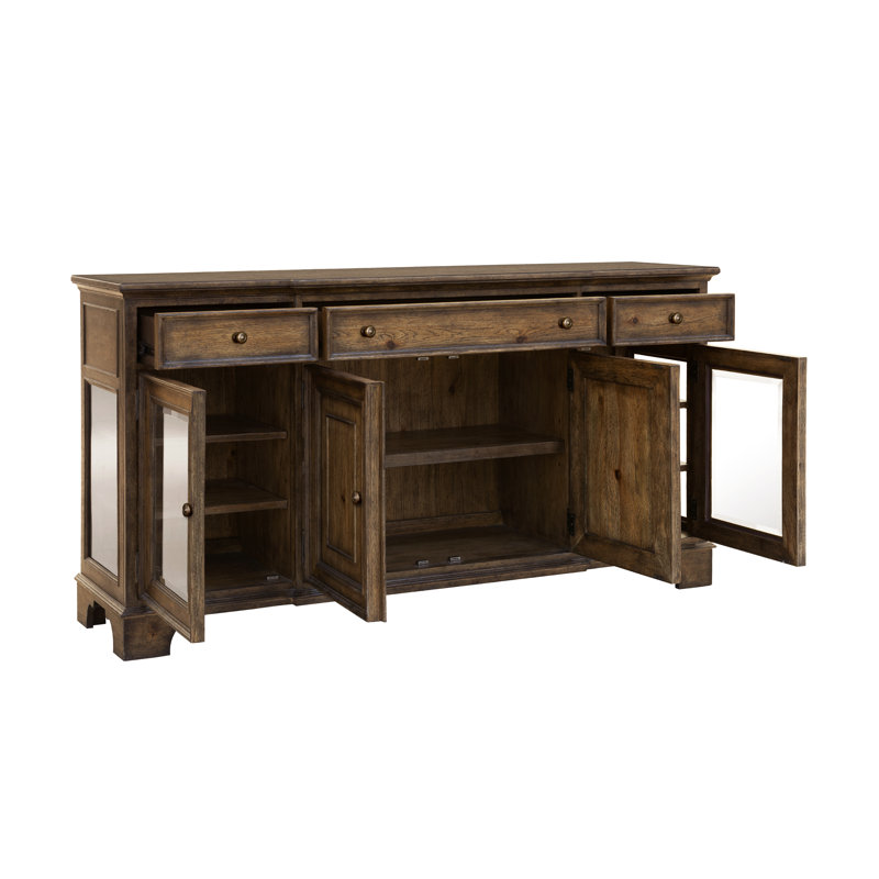 Revival Row Brown 3-Drawer Buffet with Cabinet Doors