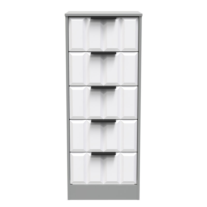 Arnesto Bedside Table, White Matt/Dusk Grey