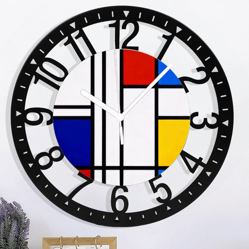 Horloge murale ronde en fer 10 po avec mouvement à quartz silencieux, chiffres arabes, impression UV, Structure verticale