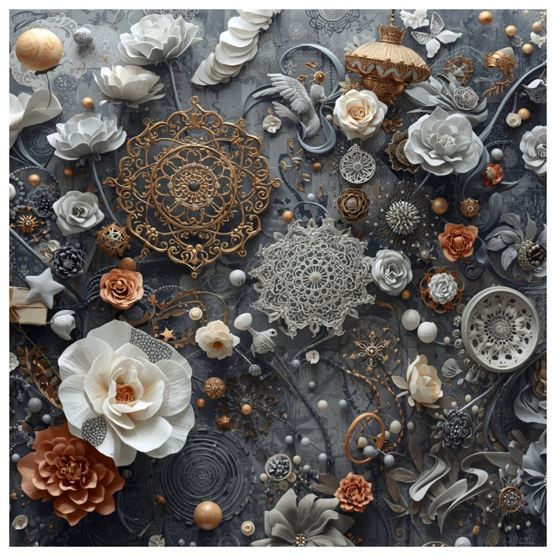 Coussins Intricate Floral Arrangement, 14 X 14 pouces