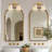 Modern Dual-Arm Wall Sconce – Metal, Glass & Gold, Ivory White 2-Light Hardwired Dimmable Sconce for Bathroom or Dining Room in Modern, Mid-Century, and Contemporary Style-1054537536