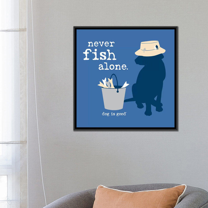 « never fish seule », reproduction d’impression sur toile, H 26 po x l 26 po x P 1,5 po, Toile avec cadre noir, Pas de tapis