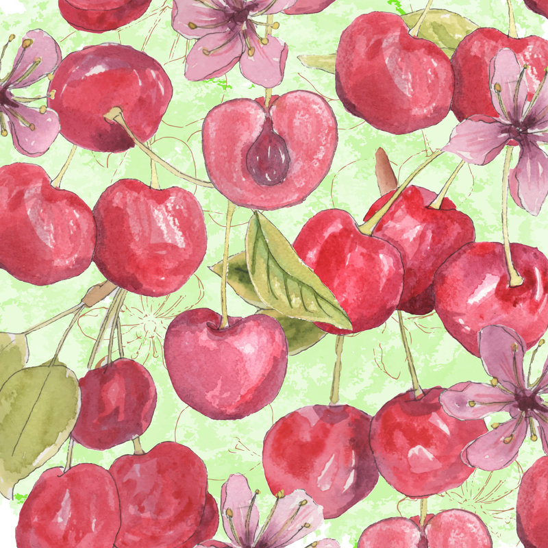 " Cherry Medley I " by Leslie Mark, 30" H x 30" W x 1.25" D