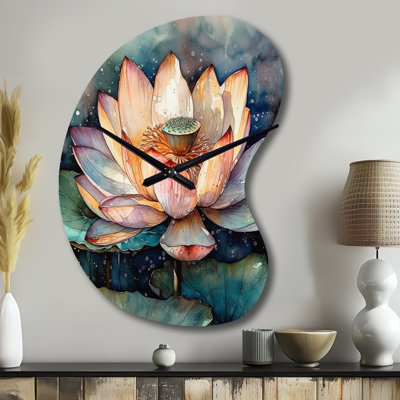 Orange Lotus Floral Dreams I - horloge en forme de lotus