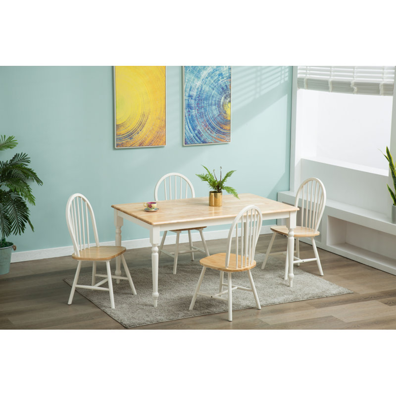 Bella 4 - Person Four Leg Dining Set, Cream/Natural