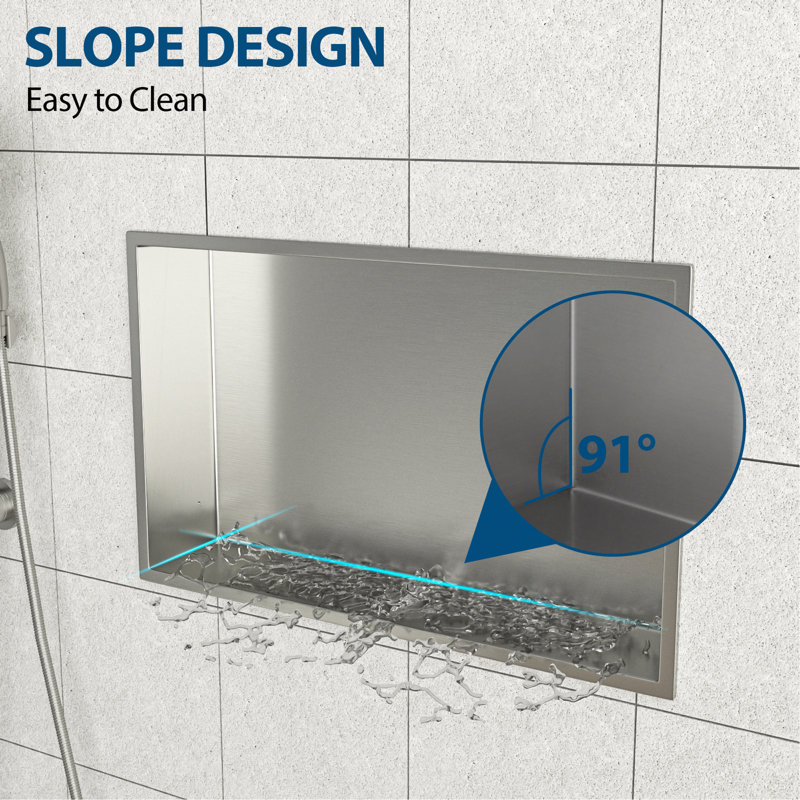 21" X 13" Stainless Steel Shower Niche, Brushed Nickel