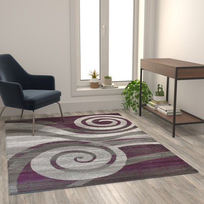 Aliodija Modern Swirl Design Olefin Area Rug
